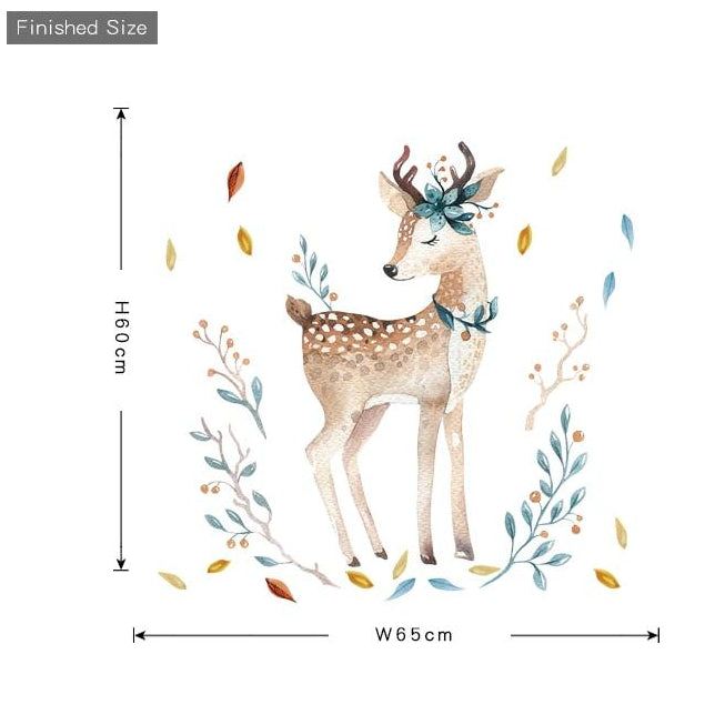 Watercolor Fawn Wall Sticker - Deer Wall Decal - Just Kidding Store