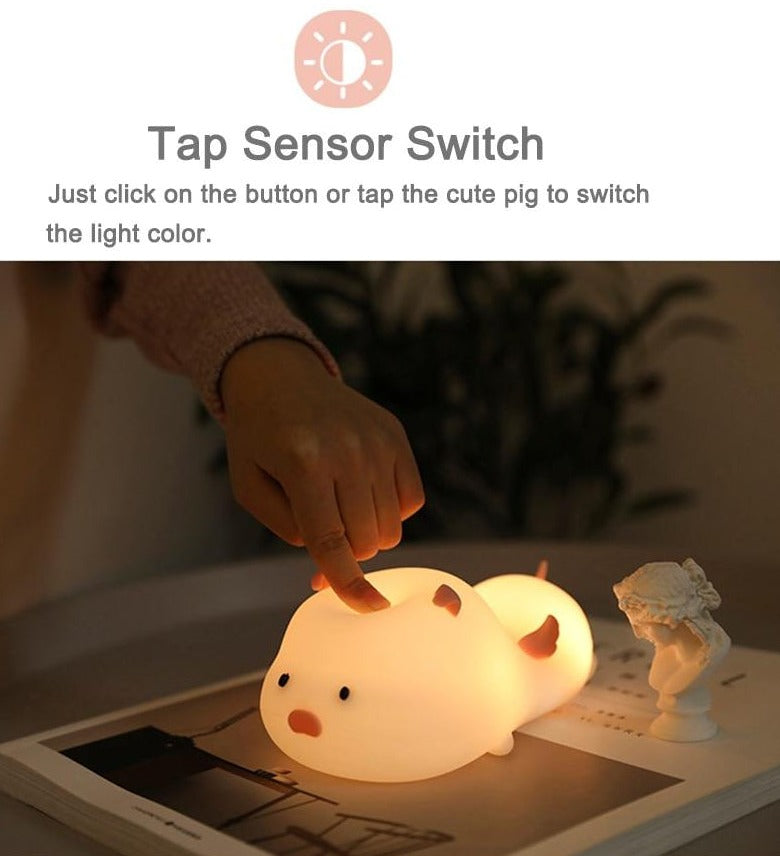 Piggy Night Light - Touch Sensor Color Switching Lamp - Just Kidding Store