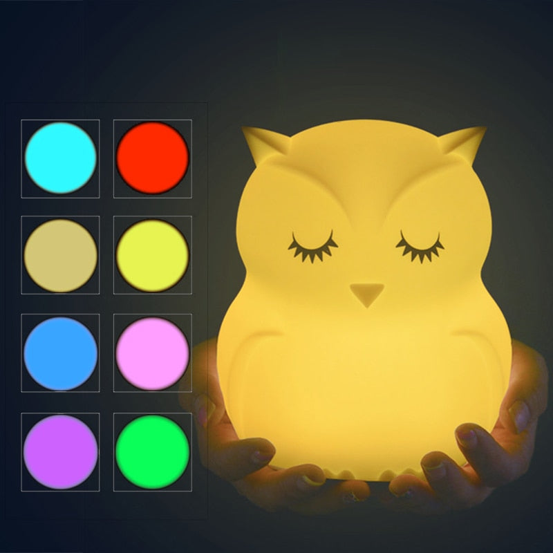 Owl Night Light - Kids Tap Control Color Changing Lamp - Just Kidding Store