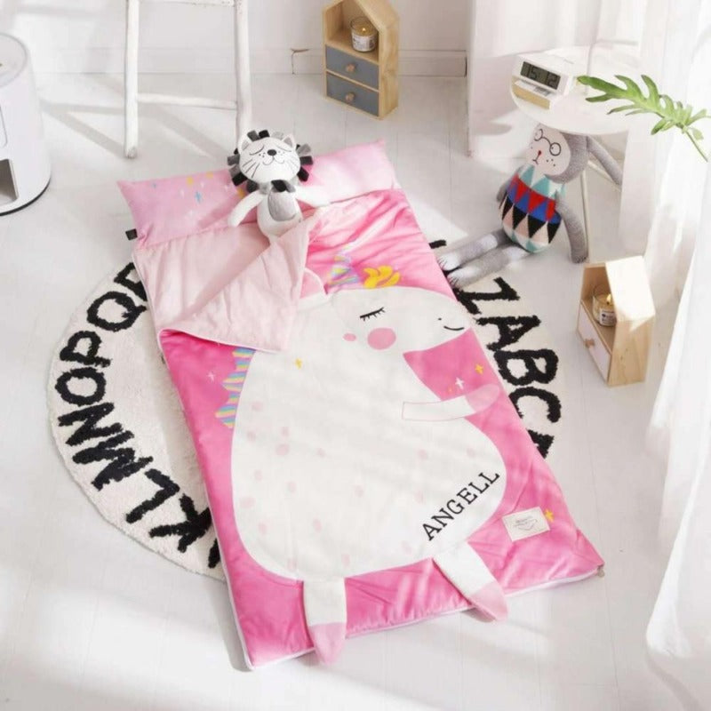Kids Sleeping Bag With Pillow - Pink Unicorn Sleeping Envelope Just Kidding Store