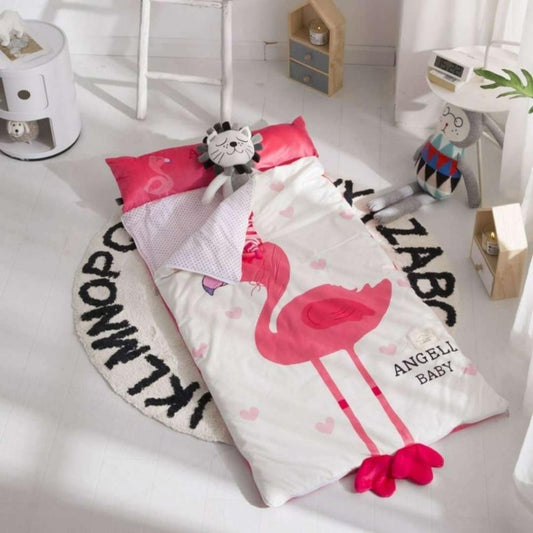 Kids Sleeping Bag With Pillow - Flamingo Sleeping Envelope Just Kidding Store