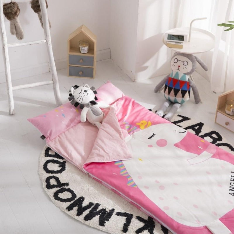 Kids Sleeping Bag With Pillow - Pink Unicorn Sleeping Envelope Just Kidding Store