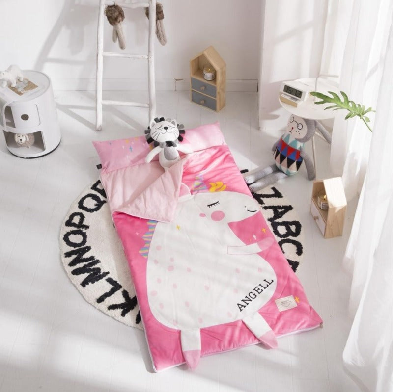 Kids Sleeping Bag With Pillow - Pink Unicorn Sleeping Envelope Just Kidding Store