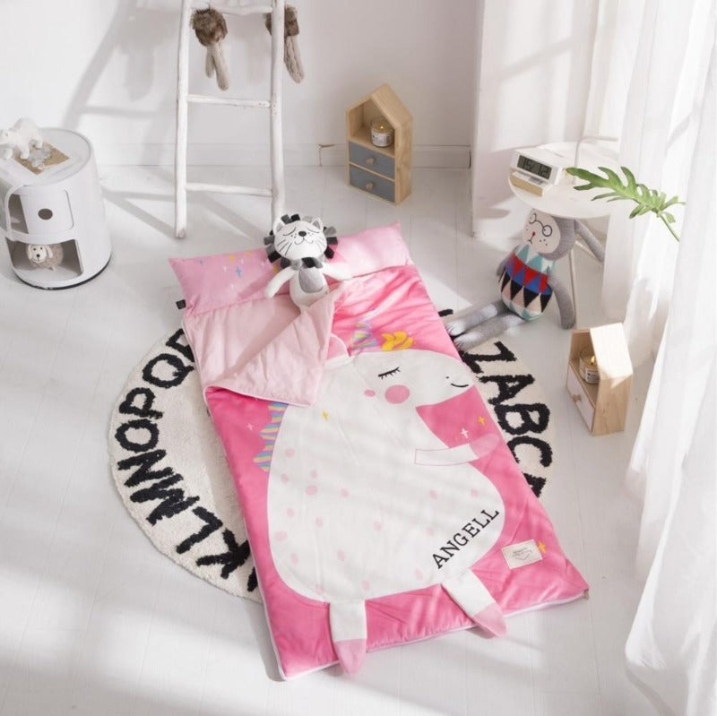 Kids Sleeping Bag With Pillow - Pink Unicorn Sleeping Envelope Just Kidding Store