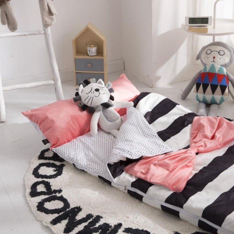 Kids Sleeping Bag With Pillow Pink Bow-Knot Sleeping Envelope Just Kidding Store