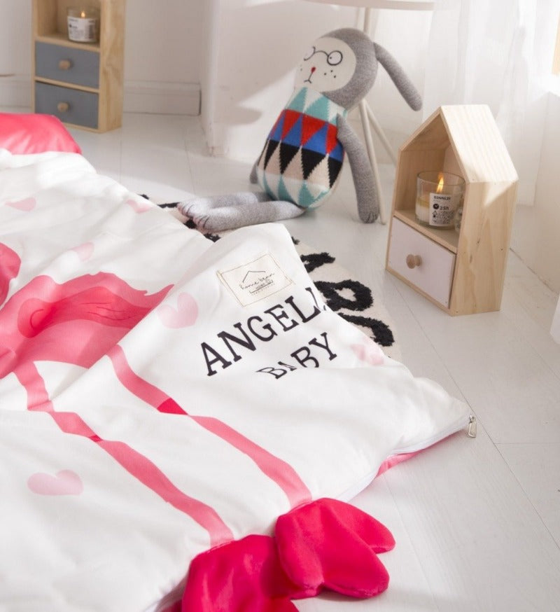 Kids Sleeping Bag With Pillow - Flamingo Sleeping Envelope Just Kidding Store