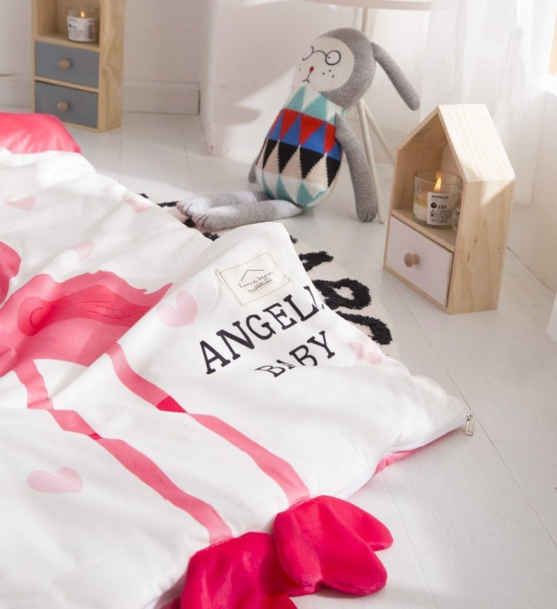 Kids Sleeping Bag With Pillow - Flamingo Sleeping Envelope Just Kidding Store