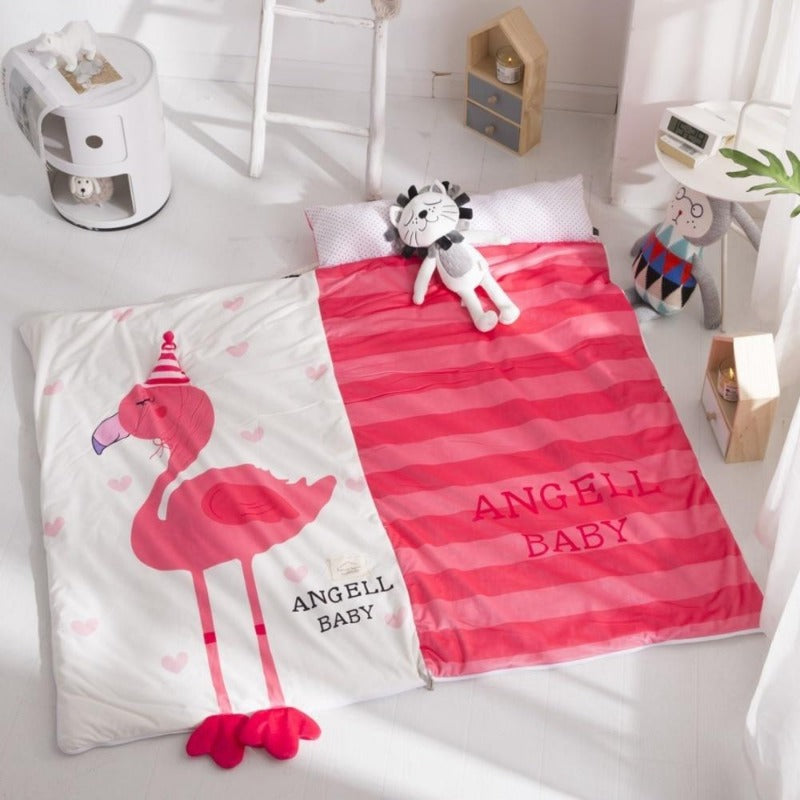 Kids Sleeping Bag With Pillow - Flamingo Sleeping Envelope Just Kidding Store