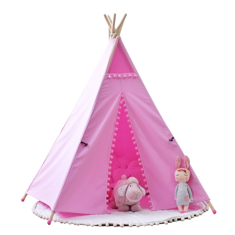 Pom Pom Kids Teepee - 5 Poles Play Tent - Just Kidding Store