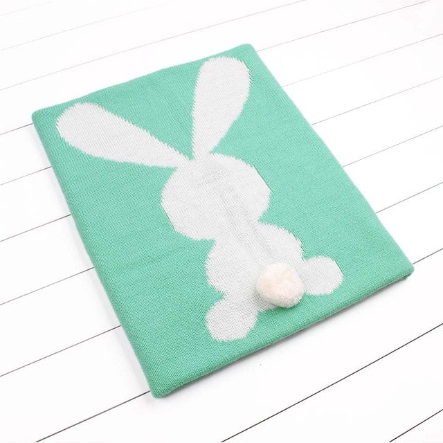 Little Bunny Rabbit Baby Toddler Kids Knit Blanket Just Kidding Store