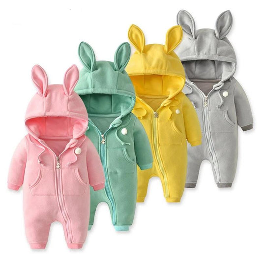 Bunny Rabbit Baby Kids Hooded Winter Romper - Just Kidding Store