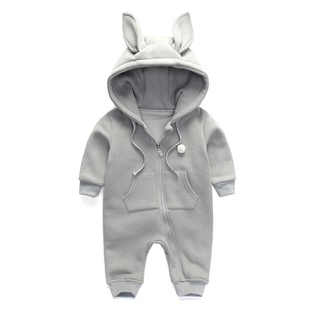 Bunny Rabbit Baby Kids Hooded Winter Romper - Just Kidding Store