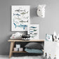 Watercolor Sharks And Whales Canvas Painting Just Kidding Store