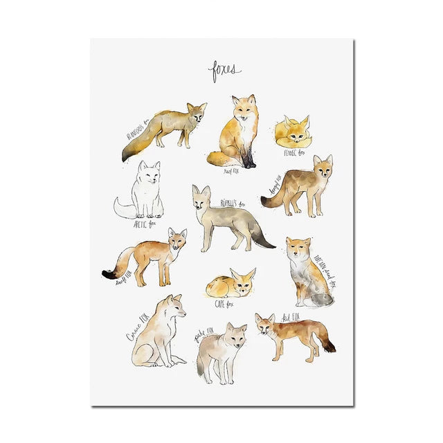 Watercolor Foxes Canvas Painting Just Kidding Store