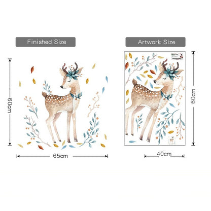 Watercolor Fawn Wall Sticker - Deer Wall Decal - Just Kidding Store