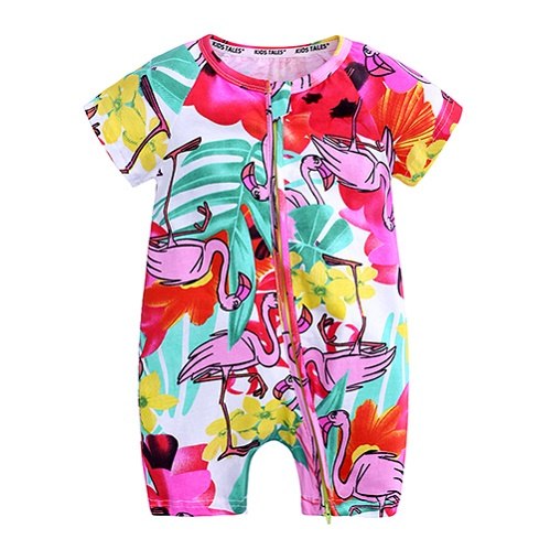 Pink Flamingo Baby Toddler Summer Trendy Romper - Just Kidding Store