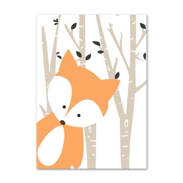 Woodland Animals Canvas Art - Rabbit, Fox, Deer - Just Kidding Store