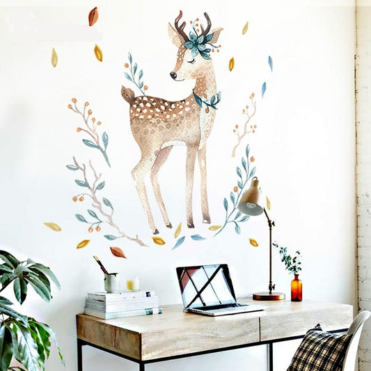Watercolor Fawn Wall Sticker - Deer Wall Decal - Just Kidding Store