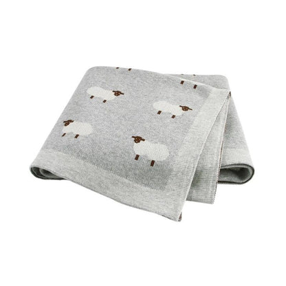 Sheep Baby Kids Cotton Knitted Blanket - Just Kidding Store