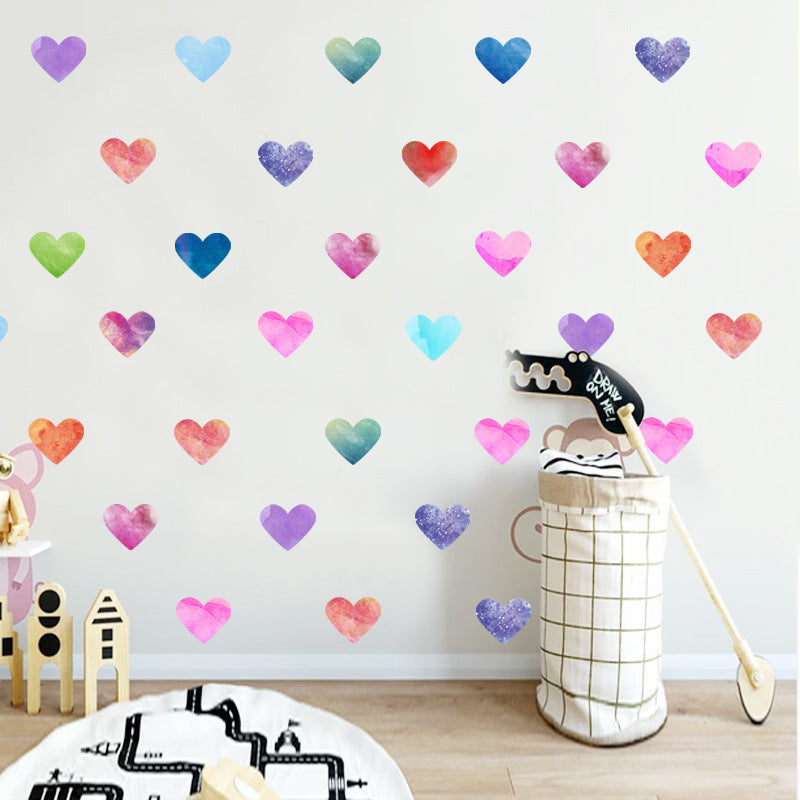 Watercolor Hearts Wall Decal Colorful Wall Stickers Just Kidding Store