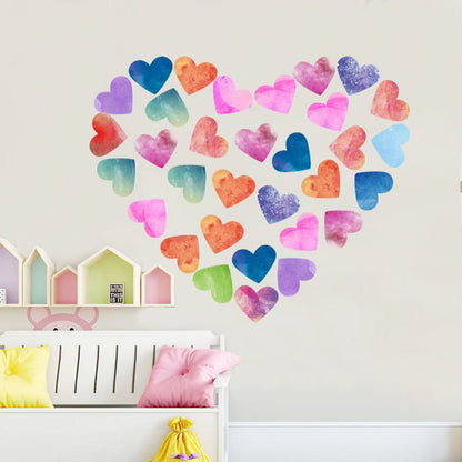 Watercolor Hearts Wall Decal Colorful Wall Stickers Just Kidding Store
