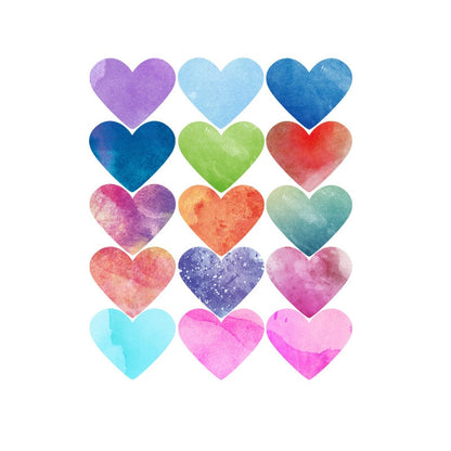 Watercolor Hearts Wall Decal Colorful Wall Stickers Just Kidding Store