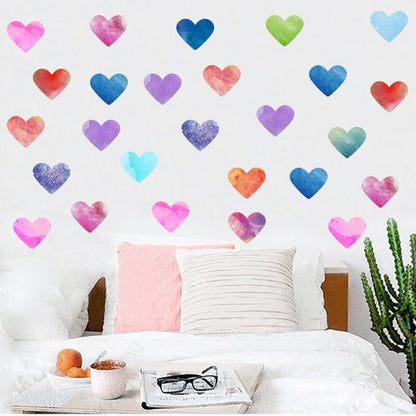 Watercolor Hearts Wall Decal Colorful Wall Stickers Just Kidding Store