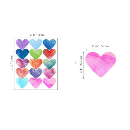 Watercolor Hearts Wall Decal Colorful Wall Stickers Just Kidding Store
