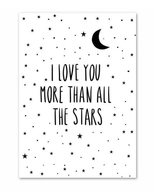 Inspiring Monochrome Canvas Paintings -  I Love You More Than All Stars - Just Kidding Store