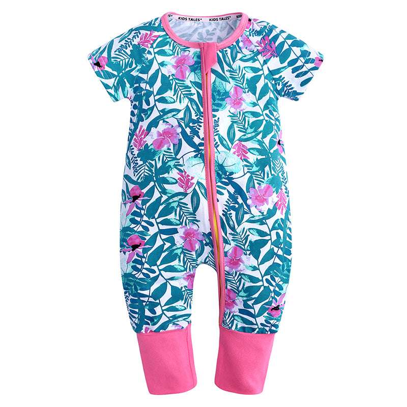 Pink Flowers Summer Baby Kids Trendy Fashion Romper Just Kidding Store