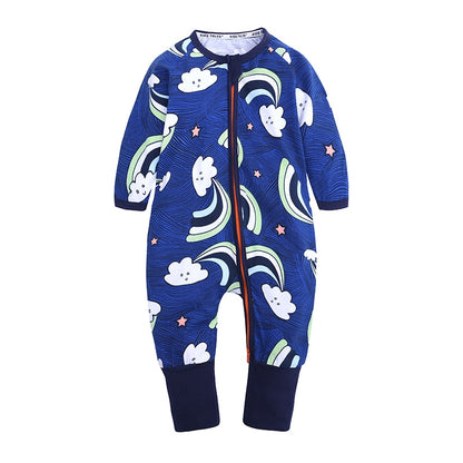 Blue Rainbow Cloud Baby Fashion Trendy Romper - Just Kidding Store 