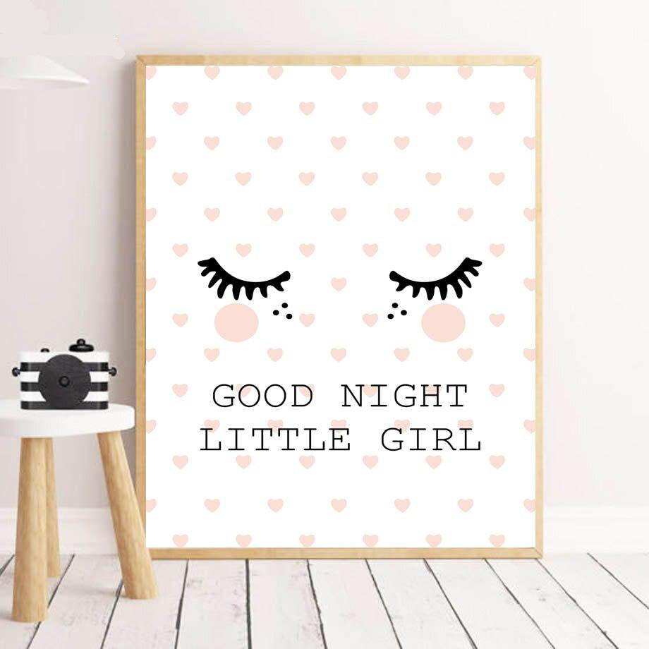 Canvas Wall Art Good Night Little Girl, Life Is Magic Just Kidding Store