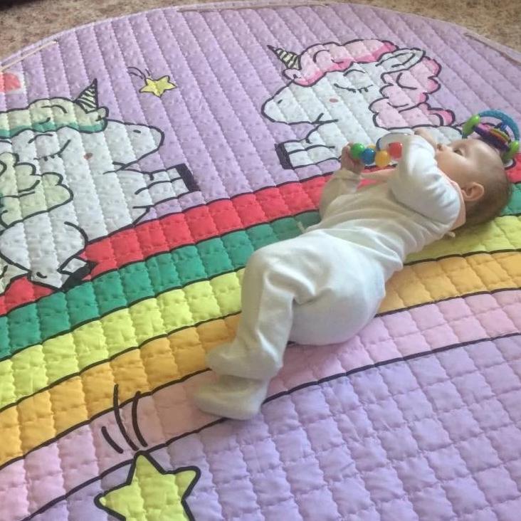 Kids Activity Play Mat Toy Storage Bag Rainbow Unicorns - Just Kidding Store