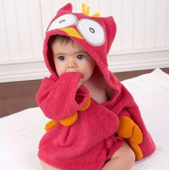 Baby Hooded Bathrobe - Red Owl - Just Kidding Store