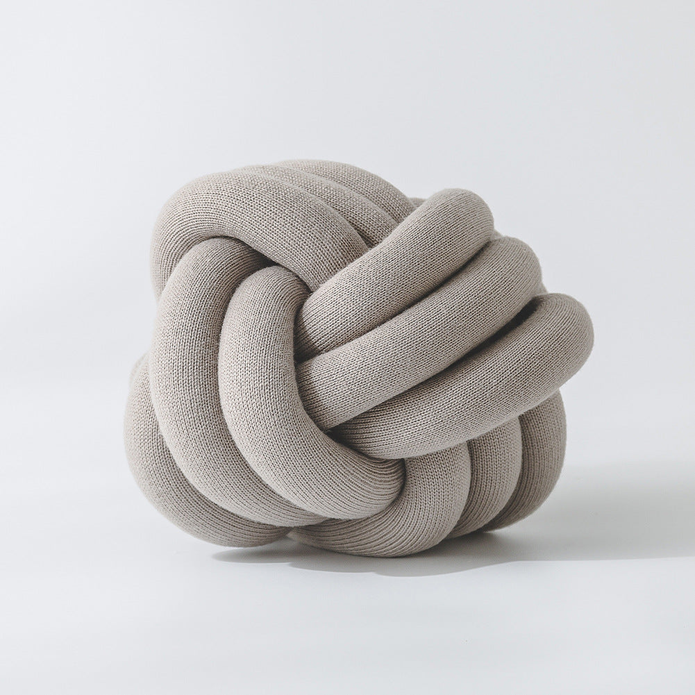 Handmade Beige Gray Knot Jersey Pillow - Just Kidding Store