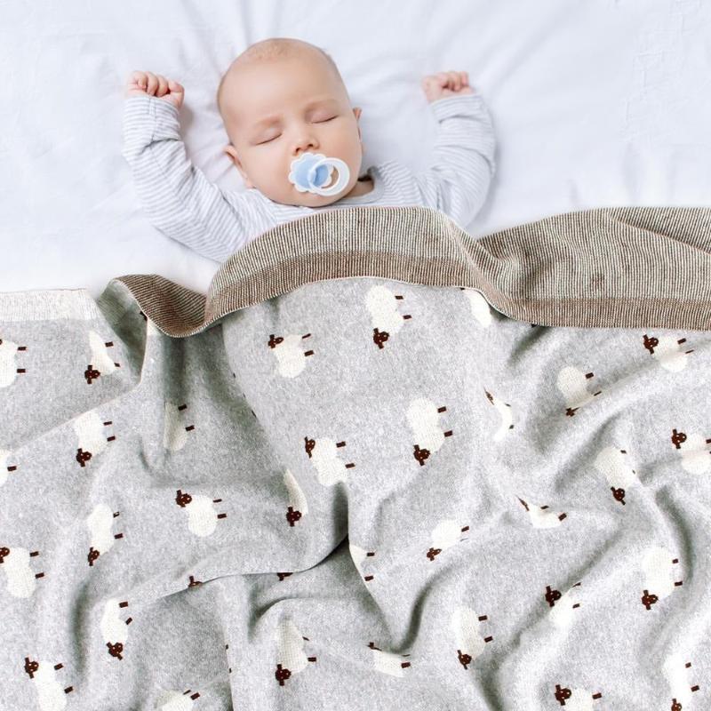 Sheep Baby Kids Cotton Knitted Blanket - Just Kidding Store