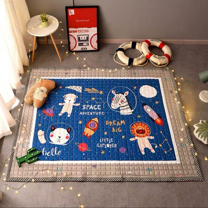 Space Adventure Play Mat - Quilted Anti Skid Carpet - Just Kidding Store