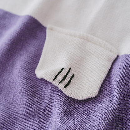 Polar Bear Cotton Knitted Blanket - Bed Throw - Lavender