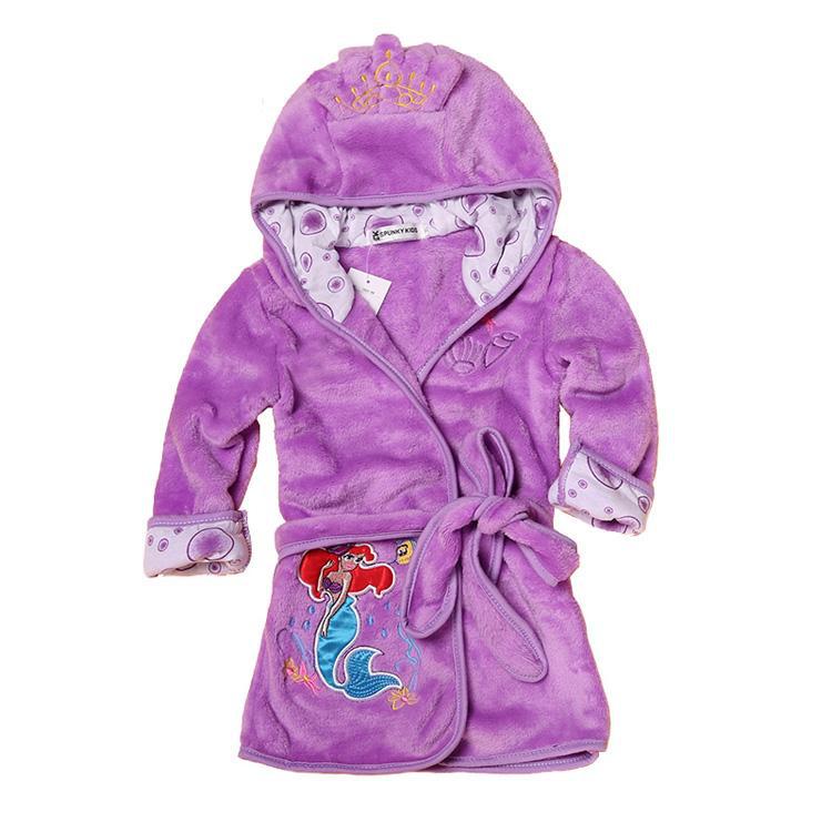 Violet Princess Ariel Mermaid kids bathrobe night gown - Just Kidding Store