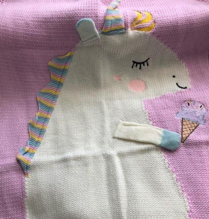 Get Enchanted Unicorn Cotton Knitted Baby Kids Blanket - Just Kidding Store