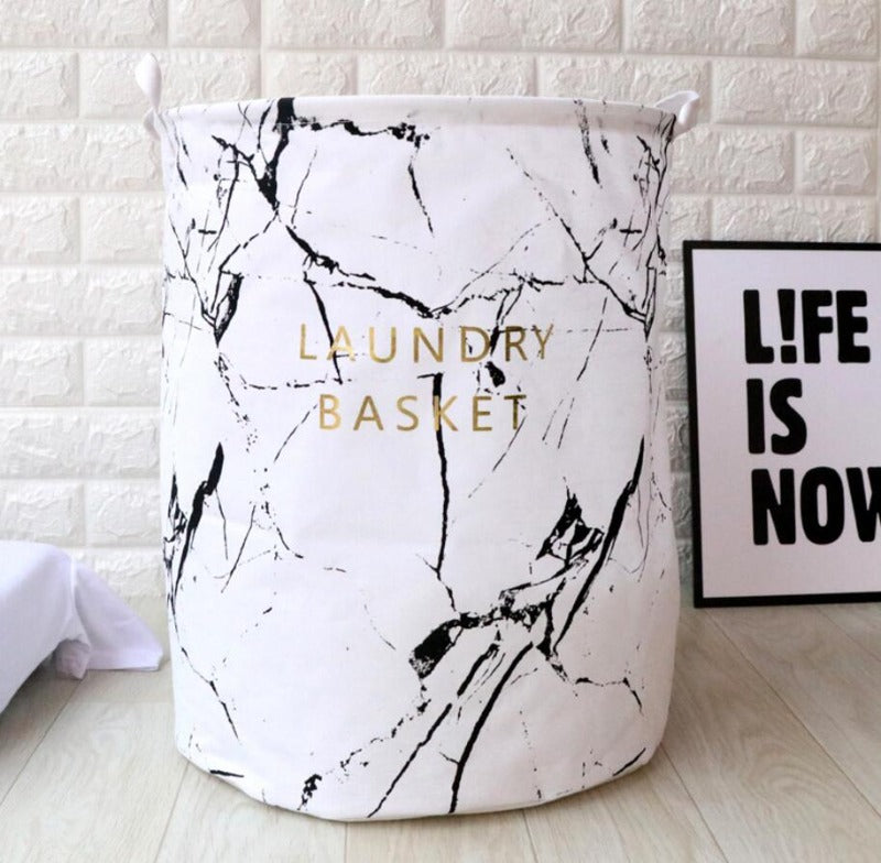 Marble Laundry Baskets - Black-White-Gray Hamper