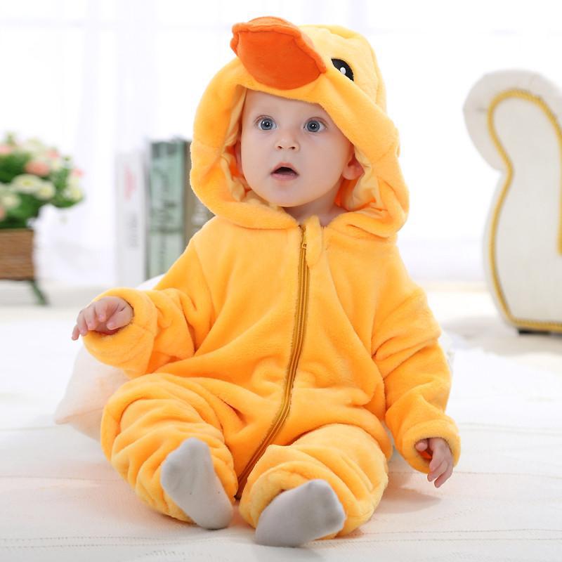 Hooded Flannel Romper Jumpsuit - Little Duck - Just Kidding Store