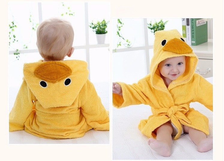 Baby Hooded Animal Cartoon Bathrobe - Yellow Duck - Just Kidding Store