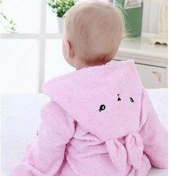 Baby Hooded Animal Cartoon Bathrobe - Pink Bunny - Just Kidding Store