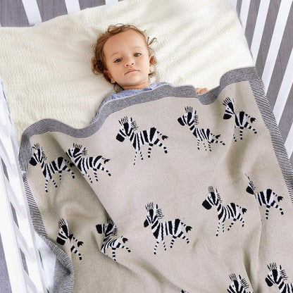 Little Zebra Baby Children Cotton Knitted Blanket - Just Kidding Store